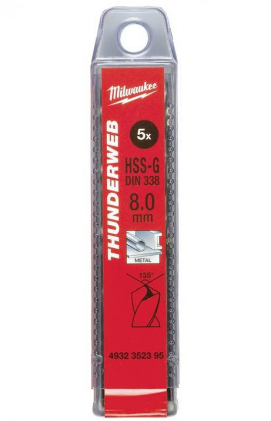 Свердло по металу THUNDERWEB HSS-G MILWAUKEE DIN338, Ø12,0x151мм, (5шт)-4932352403