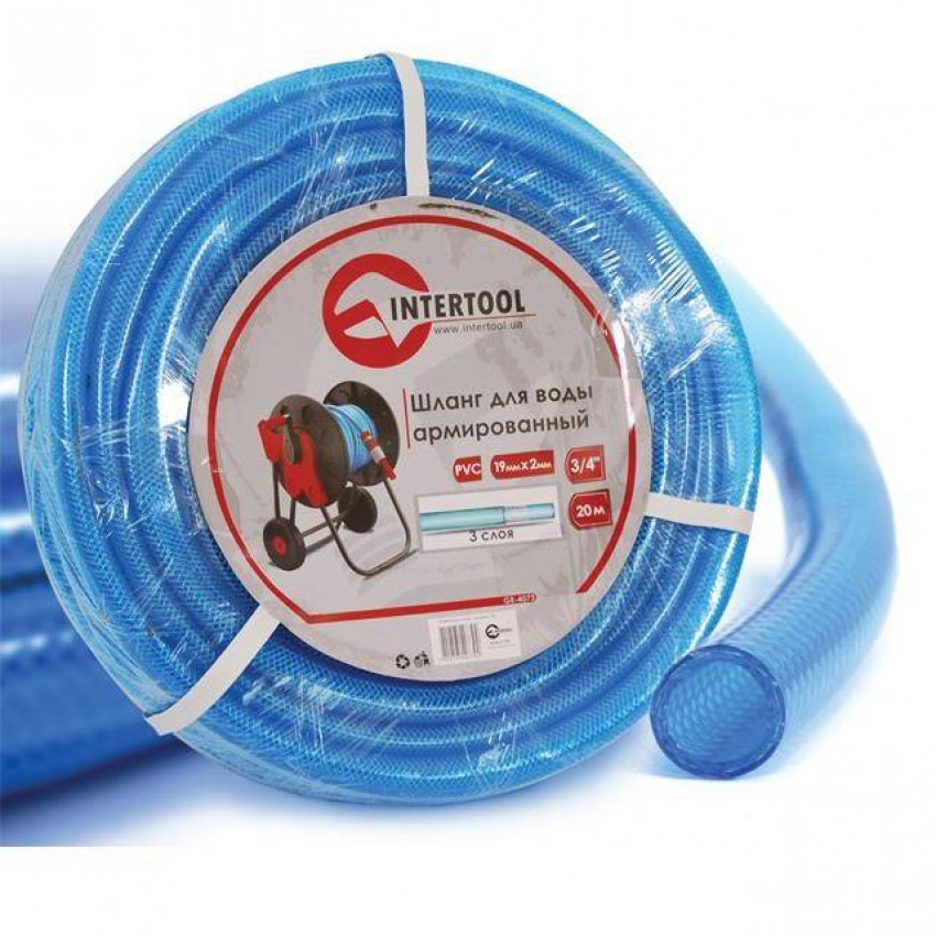 Шланг для води 3-х шаровий 3/4 ", 20м, армований, PVC INTERTOOL GE-4073-GE-4073