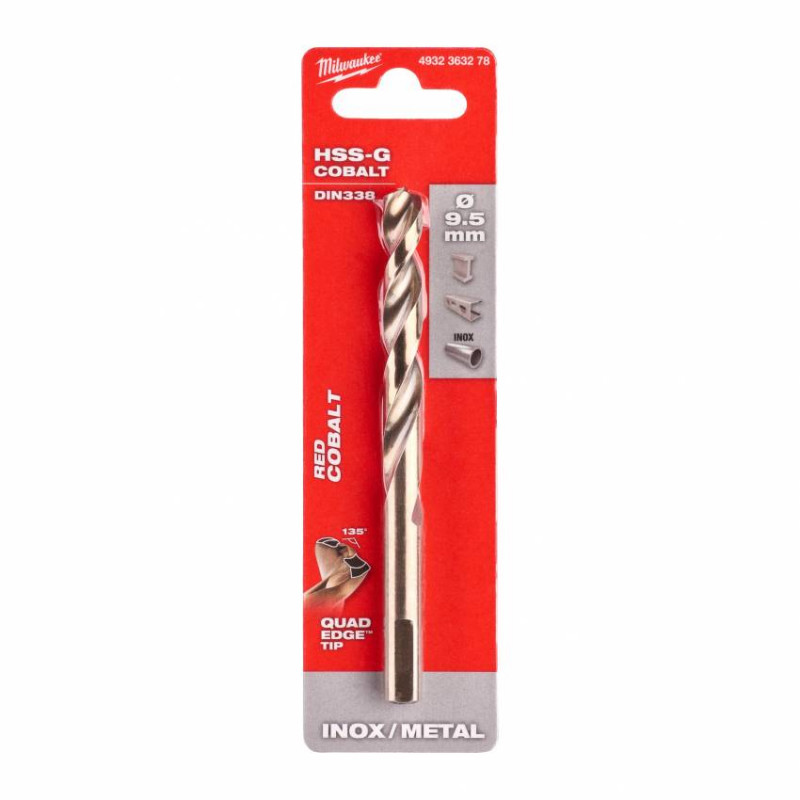 Свердло по металу HSS-Co MILWAUKEE DIN338, Ø9,5мм-4932363278