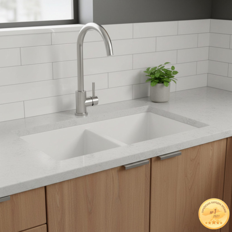 Змішувач KT Ø35 для кухні гусак вухо на гайці SS AQUATICA KT-4B170P (9722101)-9722101