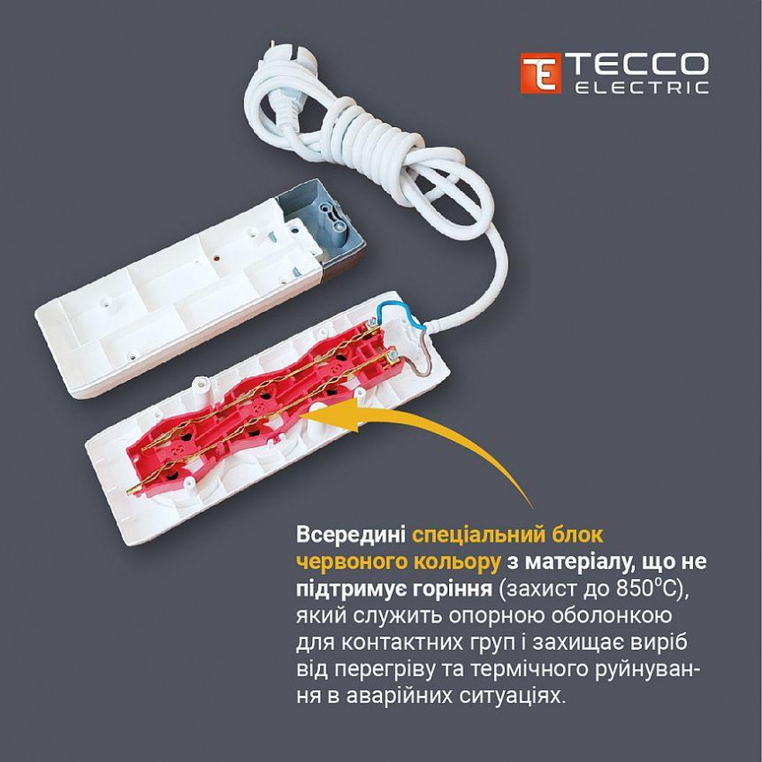 Подовжувач TECCO 2 поста без заземлення 1.5м (2*0.75) білий 1шт/уп-102 200 1.5