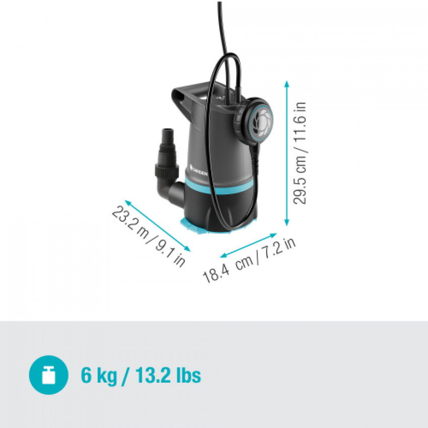 Насос дренажний Gardena 20000 Basic 2-в-1 для чистої та брудної води-09018-47.000.00