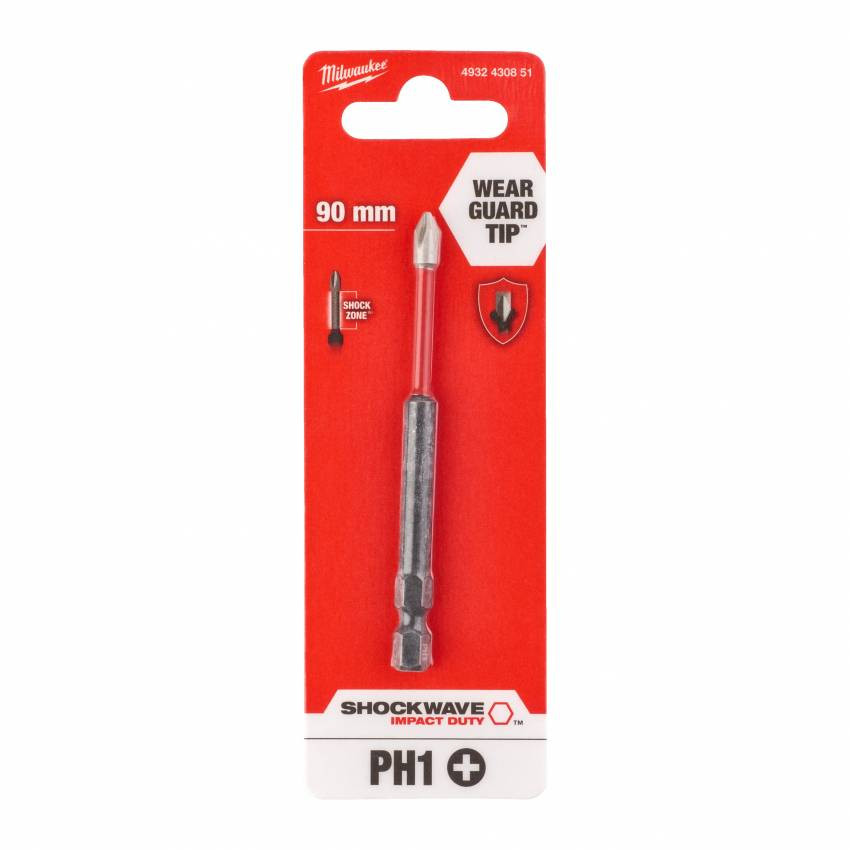 Біт SHOCKWAVE MILWAUKEE, PH1, 90 мм (1шт); пухир-4932430851