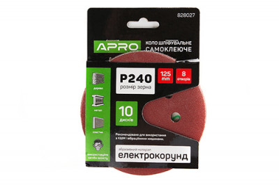 Коло шліфувальне 8 отворів (на липучці) 125мм Р240 APRO-[articul]