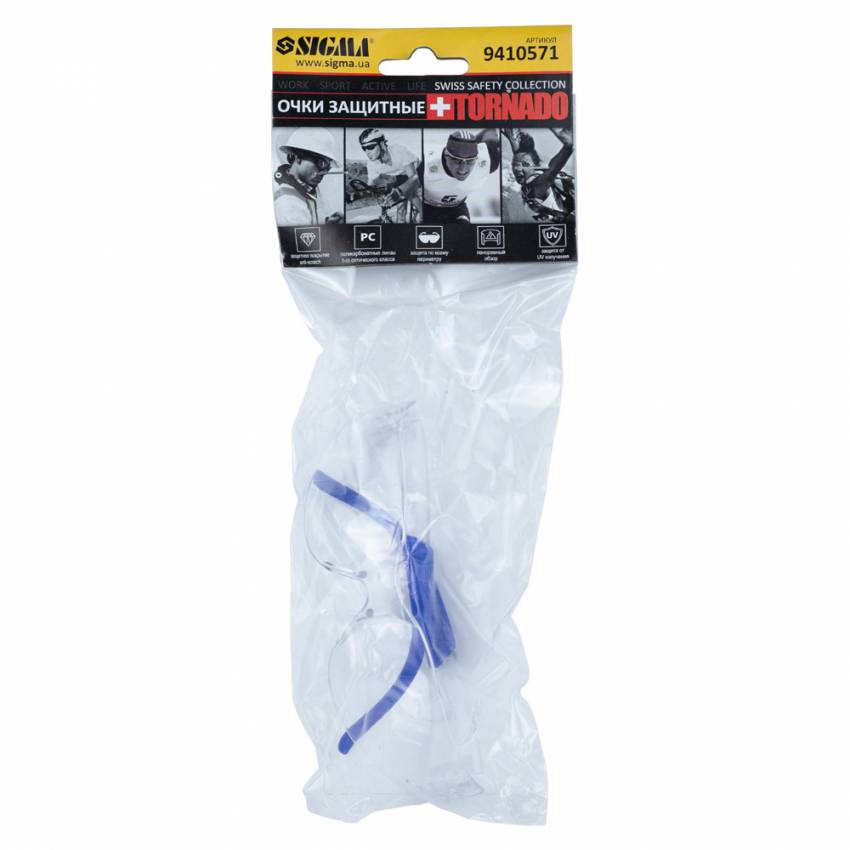 Окуляри захисні Tornado anti-scratch (прозорі) Sigma (9410571)-9410571