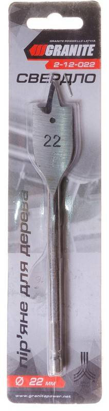 Свердло для дерева GRANITE пір'яне 22 мм 6-гранний хвостовик 1/4" 2-12-022-2-12-022
