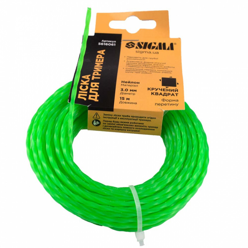 Лісочка для тримера кручений квадрат Ø3.0мм 15м Sigma (5616061)-5616061