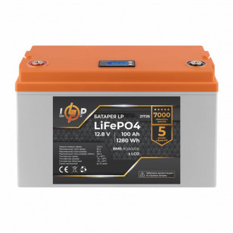 Акумулятор LP LiFePO4 LCD 12,8V - 100 Ah (1280Wh) (BMS 80A/40А) пластик-[articul]