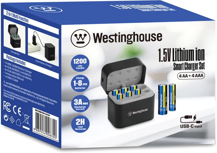 Зарядний пристрій WBC-328M (8-Pack/4AA+4AAA) для  Li-ion 1.5B  акум. в комплекті з акум. 4AA+4AAA, уп-WBC-328M-BLK-4L36+4L13-CB