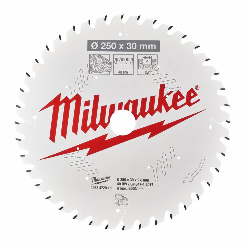 Диск пиляльний PFTE MILWAUKEE, Ø250х30х2, 8мм, 60 зуб. 1-4932472016