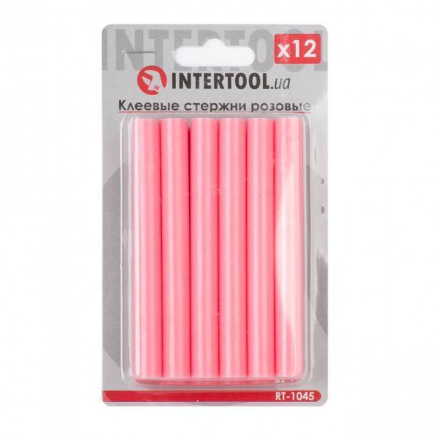 Комплект клейових стрижнів рожевих, 11,2×100 мм, 12 шт. INTERTOOL RT-1045-RT-1045