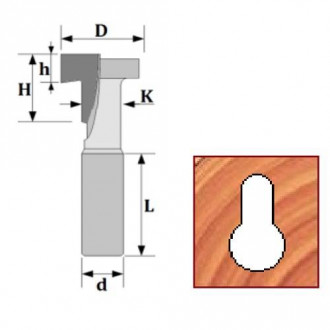 Фреза Т-подібна (z1, D9.5, H9.5, h4.75, K4.75, L50) 08-166-095-[articul]