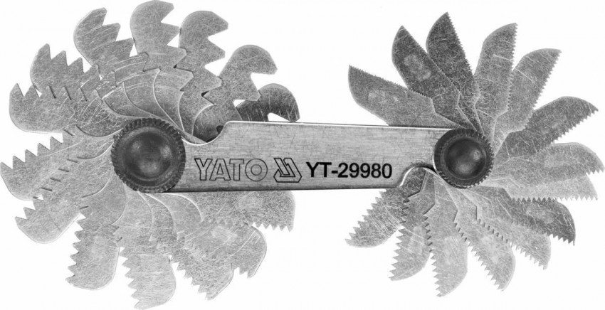 Резьбомір метричний 60 ° YATO з 24 шаблонами в діапазоні 0,25-6,0 мм.-YT-29980