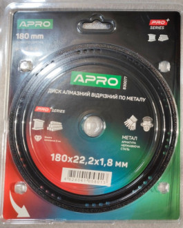 Диск алмазний по металу 180х1.8х22.2мм APRO PRO-[articul]