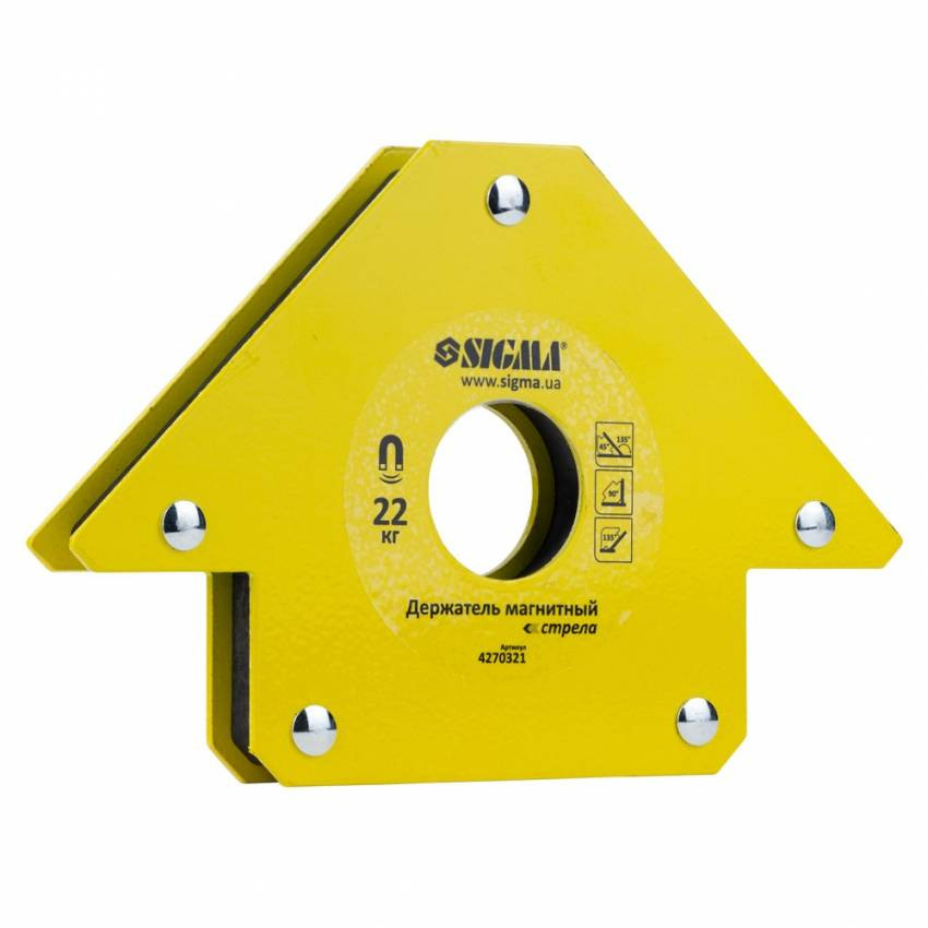 Магніт для сварки стріла 22кг 90×90 мм (45,90,135°) Sigma (4270321)-4270321