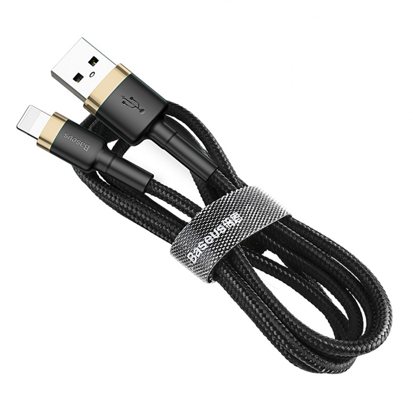 Кабель Baseus Cafule USB 2.0 to Lightning 2.4A 1M Чорний/Золотий (CALKLF-BV1)-