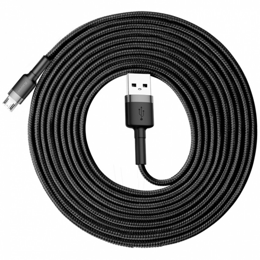 Кабель Baseus Cafule USB 2.0 to microUSB 2A 3M Чорний/Сірий (CAMKLF-HG1)-