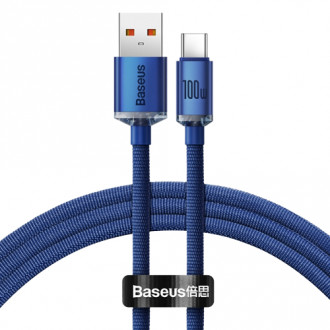 Кабель Baseus Crystal Shine USB 2.0 to Type-C 100W 1.2M Синій (CAJY000403)-[articul]