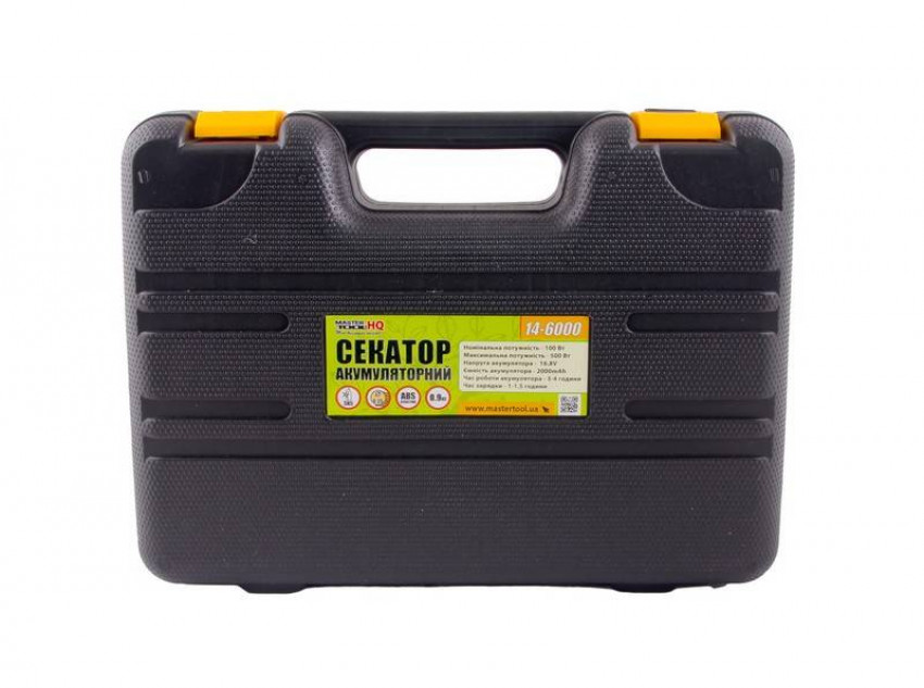 Секатор акумуляторний MASTERTOOL HQ 2x16.8V Li-ion зарядний пристрій додаткові аксесуари кейс 14-6000-14-6000