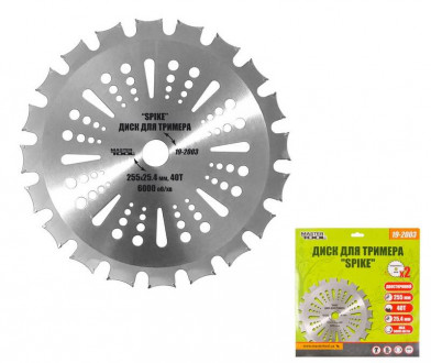 Диск для тріммера MASTERTOOL &quot;SPIKE&quot; 255х25.4х40Т з побідитовою напайкою 19-2003-[articul]