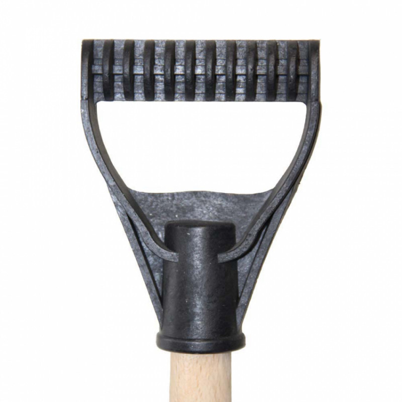 Лопата для снігу/зерна пластикова з оцинкованою планкою Standard 490×495мм з дерев'яним держаком (чорна) GRAD (5046585)-5046585