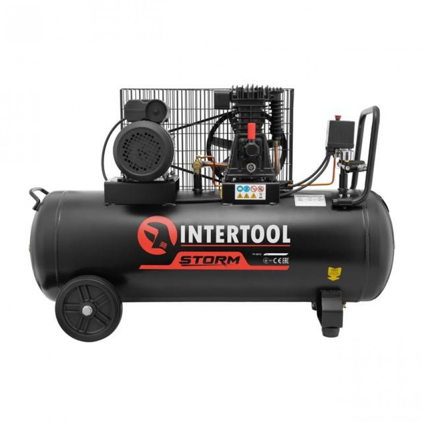 Компресор 100 л, 1.8 кВт, 220 В, 10 атм, 250 л/хв. INTERTOOL PT-0012-PT-0012