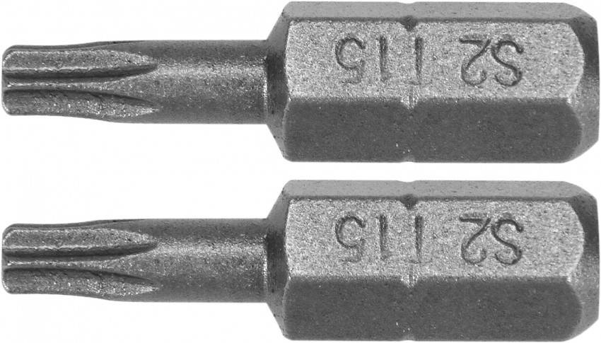 Викрутка насадка YATO: "TORX" T15 x 25 мм, HEX 1/4", AISI S2, 2 шт-YT-77903