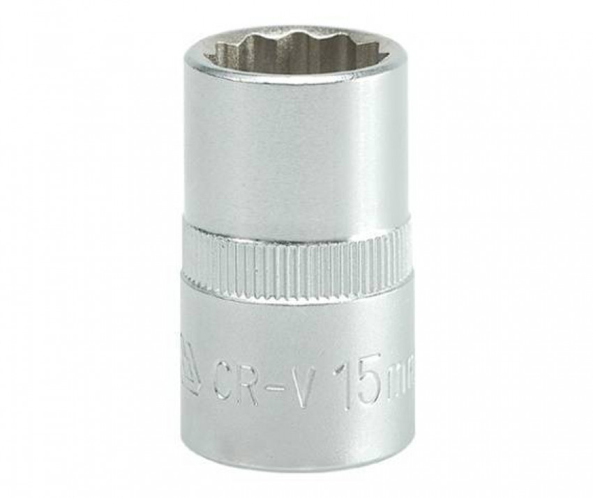 Головка 12-гранна коротка YATO із квадром. 1/2", М=15 мм, L=38мм [10/100/200]-YT-1277
