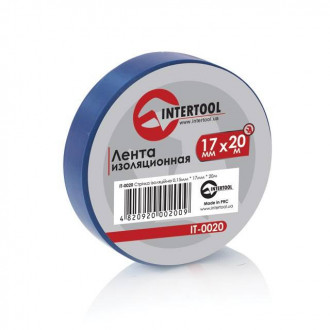 Стрічка ізоляційна 0.15 мм * 17 мм * 20 м, синя (уп. 10 шт) INTERTOOL IT-0020