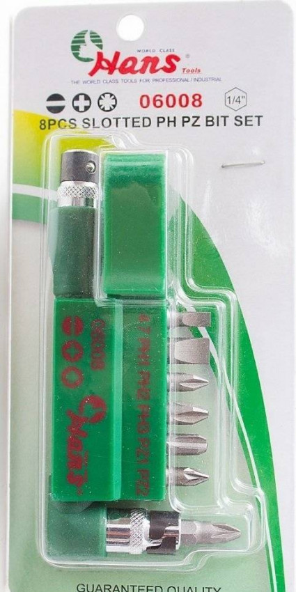 HANS. Набір вставок 1/4", PH, PZ, та шліц. 8 пр. (06008)-06008