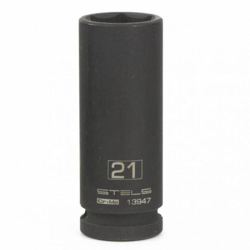 Ударна головка подовжена шестигранна, 21 мм, 1/2", CrMo // Stels-13947