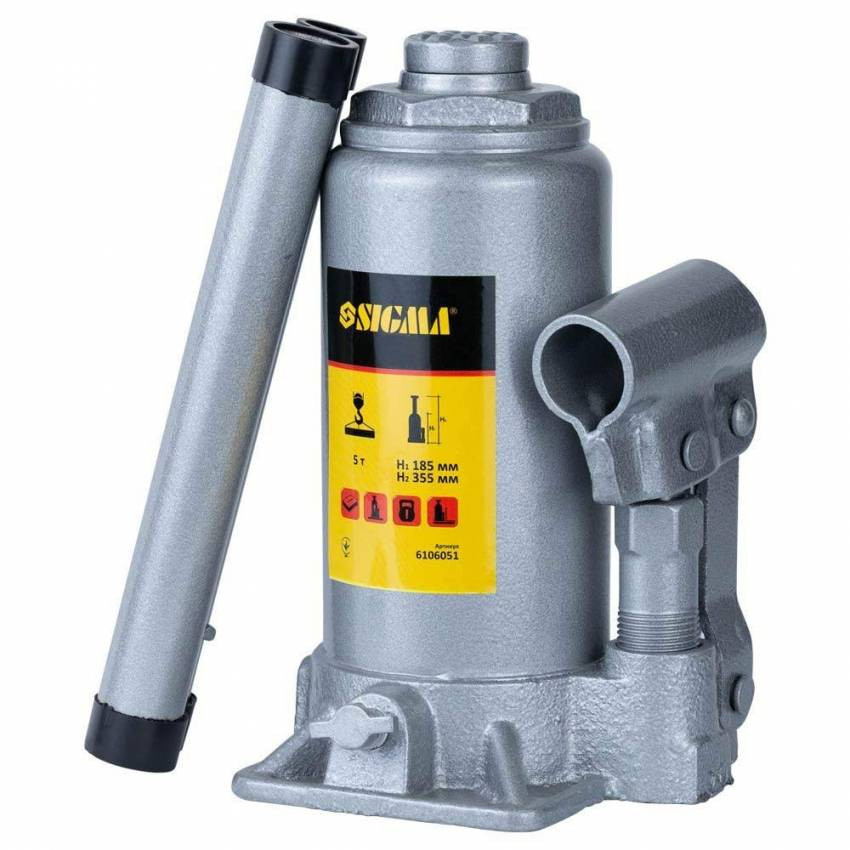 Домкрат гідравлічний пляшковий 5т H 185-355мм Standard Sigma (6106051)-6106051