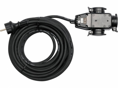 Подовжувач силовий YATO: l=10м, 16A, 3Gх1,5mm2, IP44 з трійником [4]-[articul]