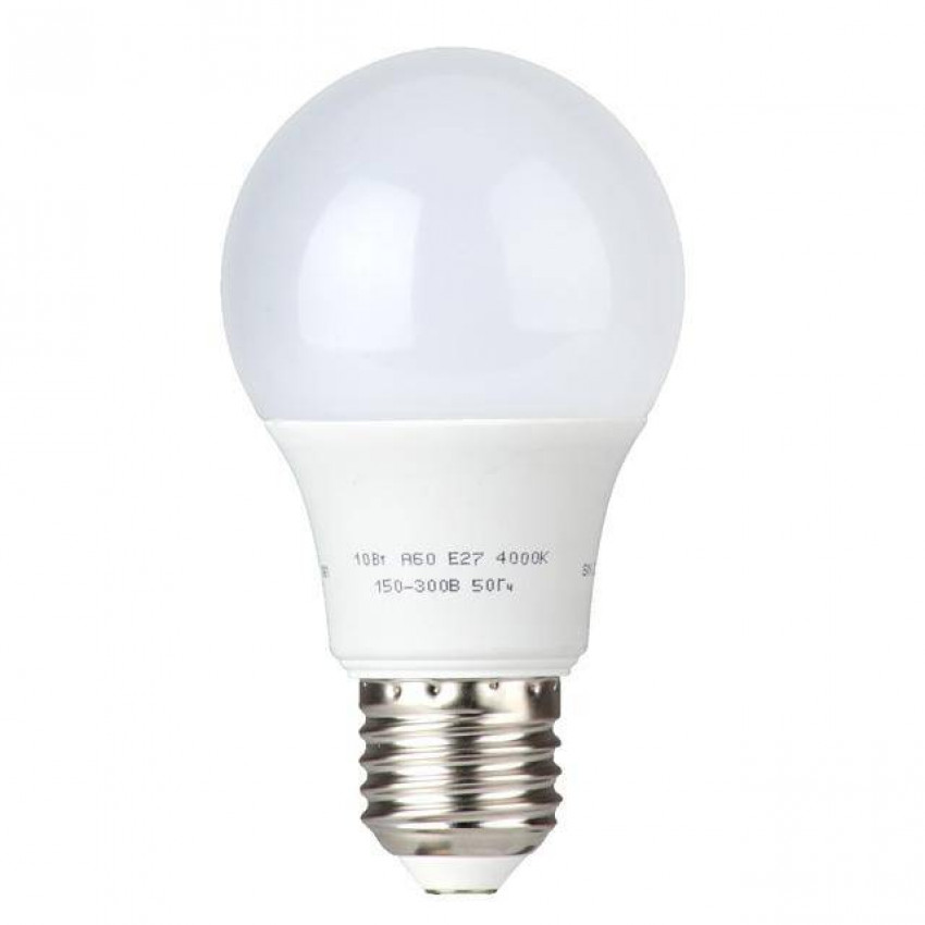 Лампа світлодіодна LED A60, E27, 10Вт, 150-300В, 4000K, 30000ч, гарантія 3 роки. INTERTOOL LL-0014-LL-0014