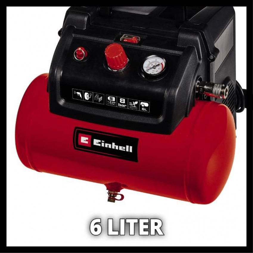 Компресор повітряний Einhell TC-AC 190/6/8 OF Set (4020650) - ПОШКОДЖЕНЕ ПАКУВАННЯ!-