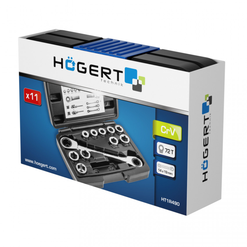 Накидний ключ з тріскачками та шарніром HOEGERT 8 - 19 HT1R491-HT1R491