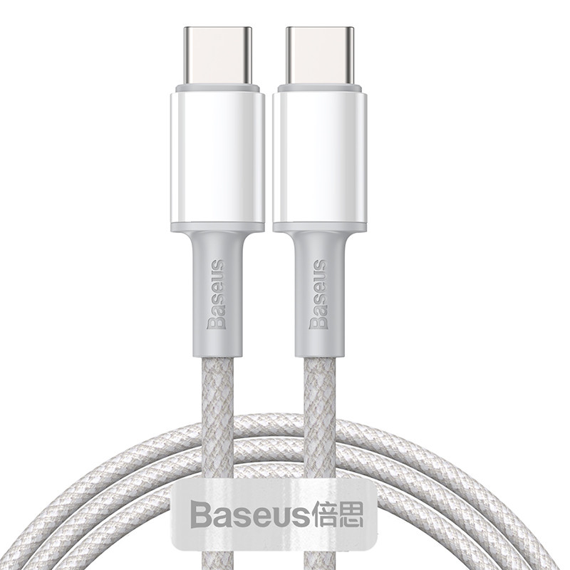 Кабель Baseus High Density Braided Type-C to Type-C 100W 1M Білий (CATGD-02)-