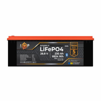 Акумулятор LP LiFePO4 28,8V (9S) - 230 Ah (6624Wh) (BMS 200A/100А) пластик Smart BT-[articul]