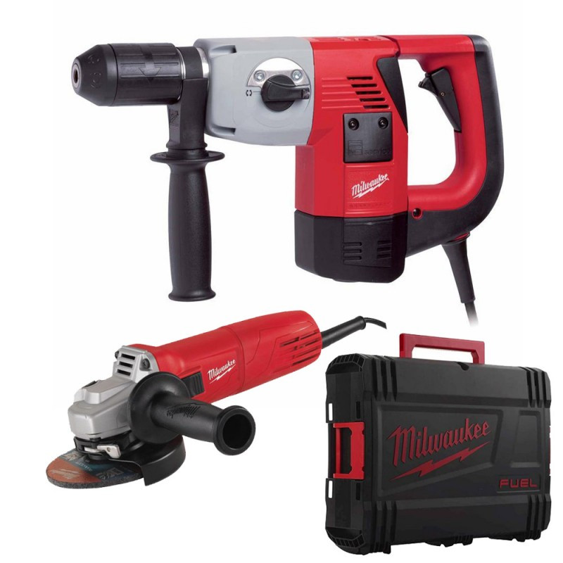 Набір інструментів MILWAUKEE PCE3 SET (префоратор SDS-PLUS PCE3. шліфмашина кутова AG10-125EK. HD кейс)-4933442540