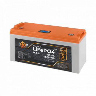 Акумулятор LP LiFePO4 25,6V - 100 Ah (2560Wh) (BMS 80A/80А) пластик LCD Smart BT