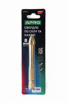 Свердло по склу і кахлю 4 грані HEX 8мм PRO APRO-[articul]