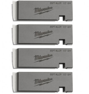 Плашки для нарізання різблення MILWAUKEE, PTR2D 1/2'' - 3/4'' BSPT ALLOY (4шт) для MXF PTR2-[articul]