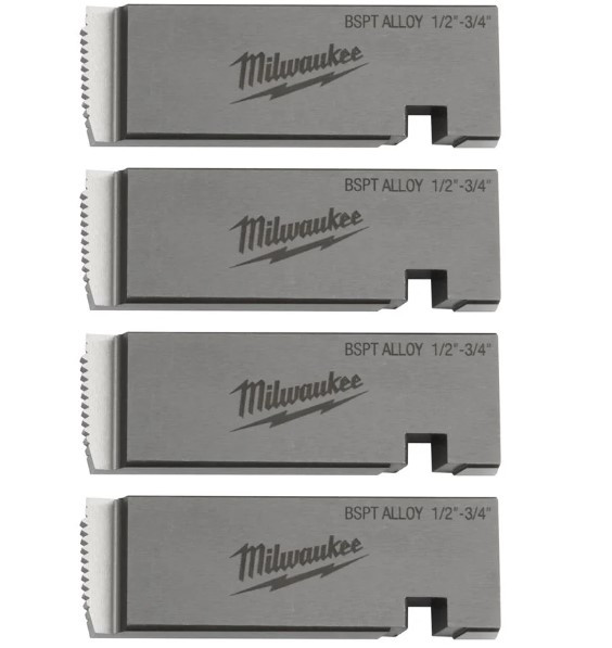 Плашки для нарізання різблення MILWAUKEE, PTR2D 1/2'' - 3/4'' BSPT ALLOY (4шт) для MXF PTR2-4932492924