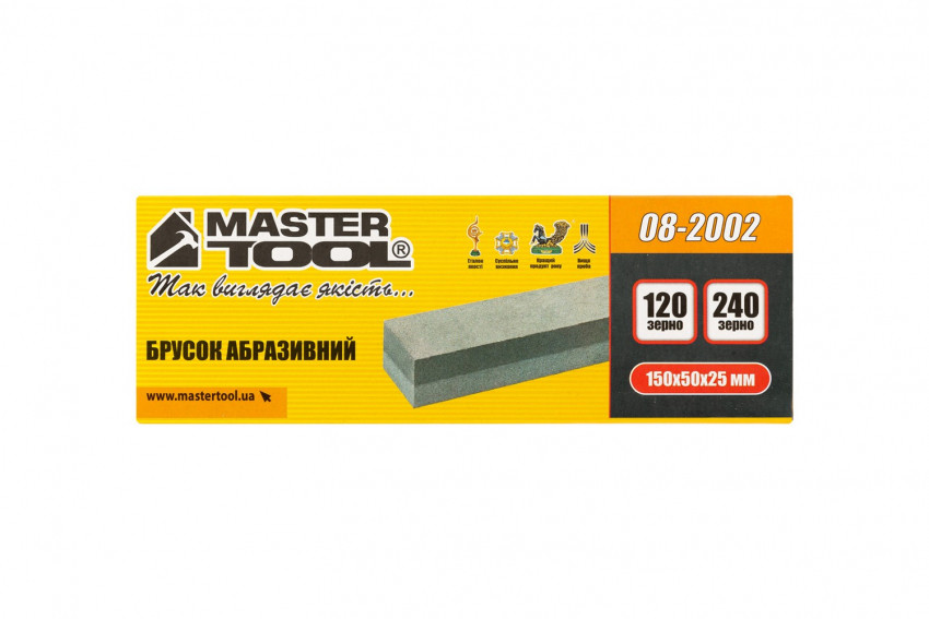 Брусок абразивний MASTERTOOL двосторонній 150х50х25 мм зерно 120/240 08-2002-08-2002