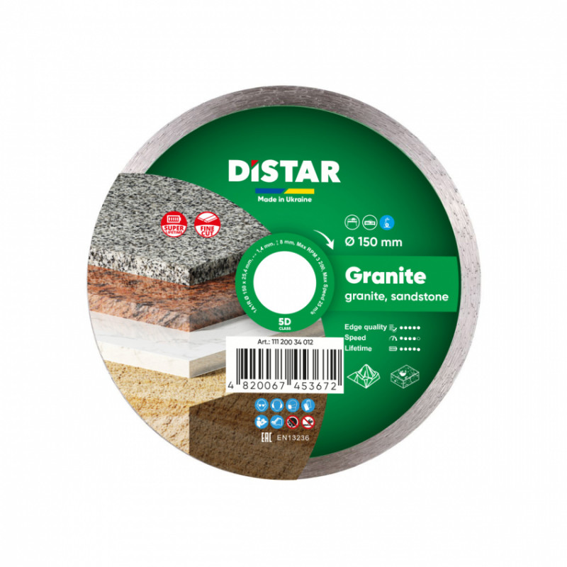 Круг алмазний вiдрiзний 1A1R 150x1,4x8x25,4 Granite-11120034012