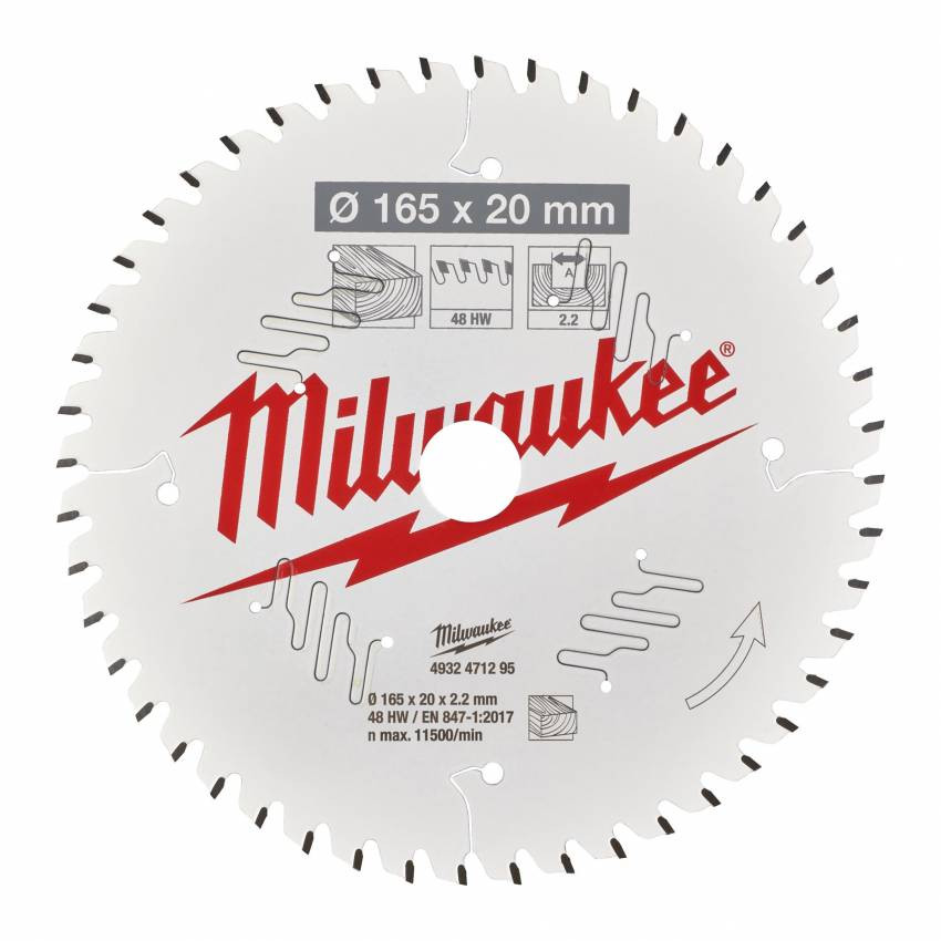 Диск пиляльний MILWAUKEE, Ø165х20х1,8мм, 24 зуб. 1-4932399909