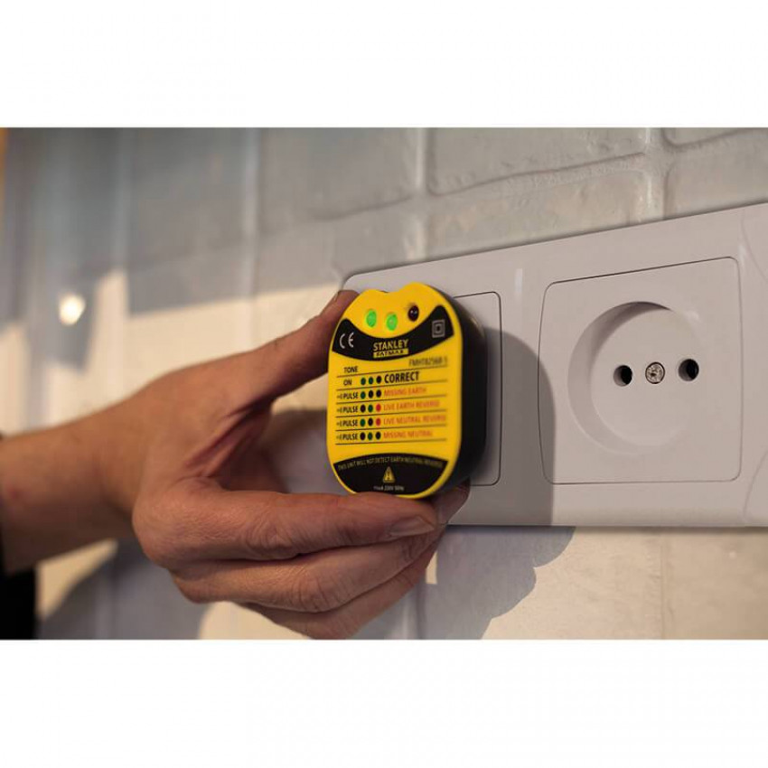 Тестер настінний розеток ″FATMAX®″, ″європейська вилка″ AC 230 V STANLEY FMHT82569-6-FMHT82569-6