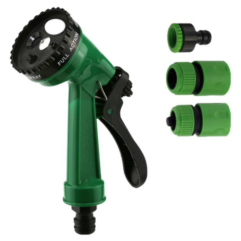 Набір для поливу пістолет розпилювач 4-х режимний 2 конектори адаптер на шланг ¾" Grad (5012585)-5012585