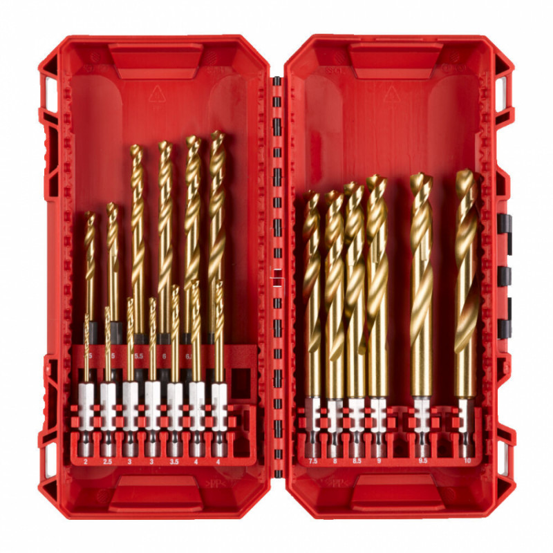 Набір свердел по металу RedHEX SHOCKWAVE HSS-TiN MILWAUKEE CB, (19шт)-4932499763