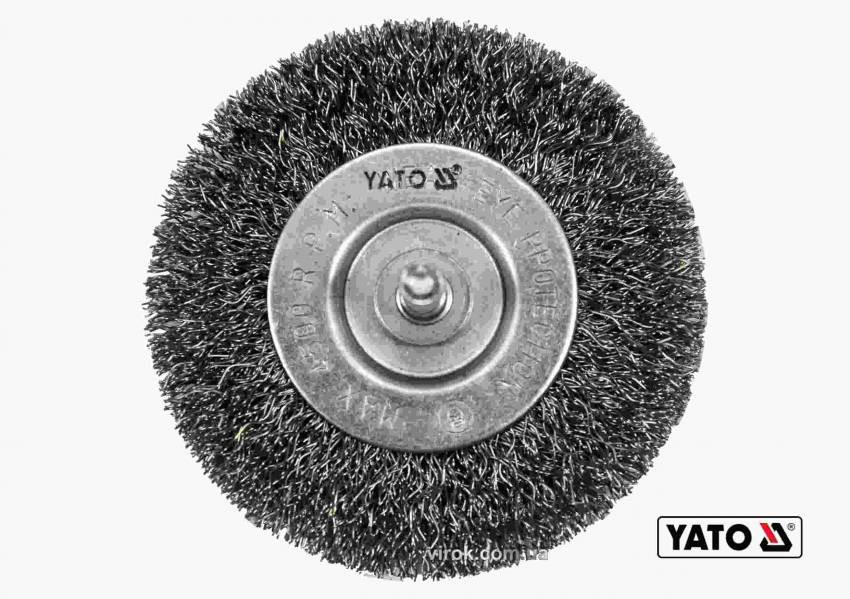 Щітка дискова зачисна з нержавіючої сталі до дрилі YATO Ø75 мм 4500 об/хв зі шпинделем Ø6 мм-YT-47568